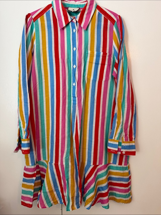 Tuckernuck Dresses & Skirts - Tuckernuck Multicolor Striped Linen + Cotton Button-Up Shirt Dress